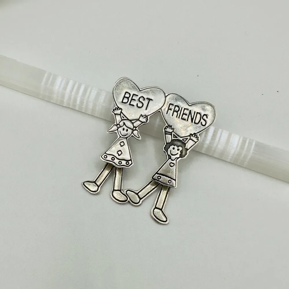 Vintage Best Friends Sterling Silver Mexican Pin